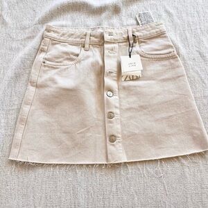 Zara Cream denim Button-Front Skirt